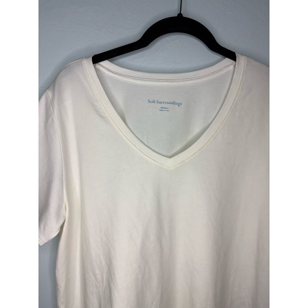 Soft Surroundings V-Neck White Basic Pima Cotton … - image 2